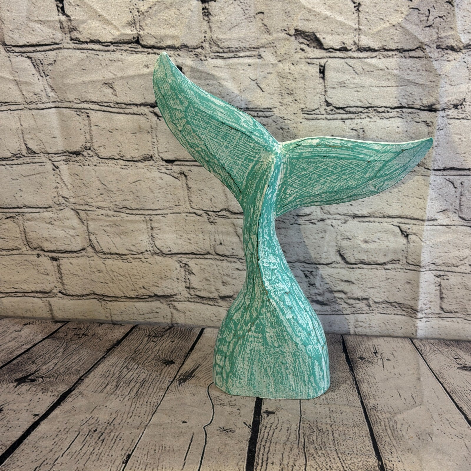 35cm x 35cm Whale Tail Green Fish Wood Coastal Ocean Bathroom Decoration4