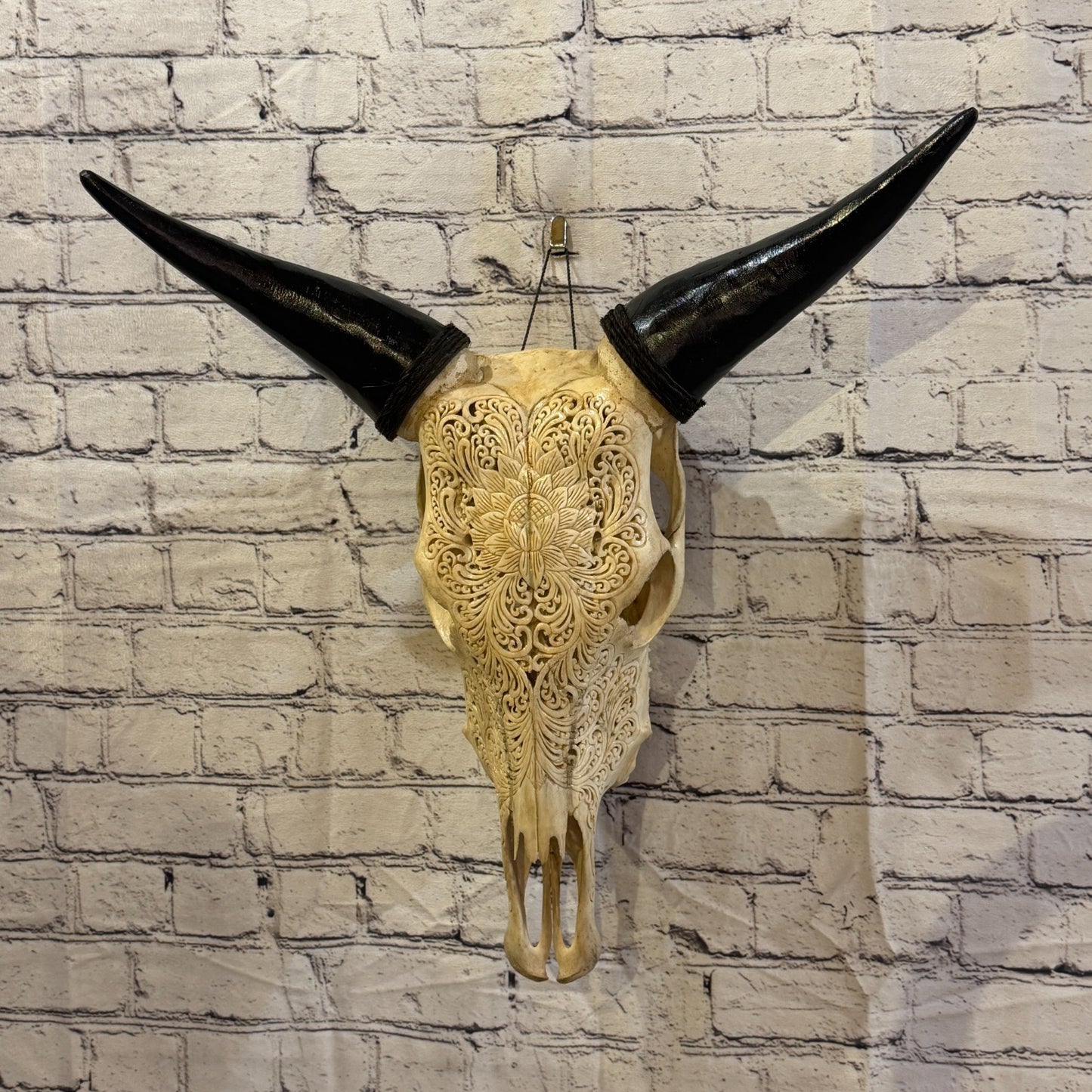 50cm Carved Buffalo Ram Wild Replica Skulls Wall Hanging Carved Design 22
