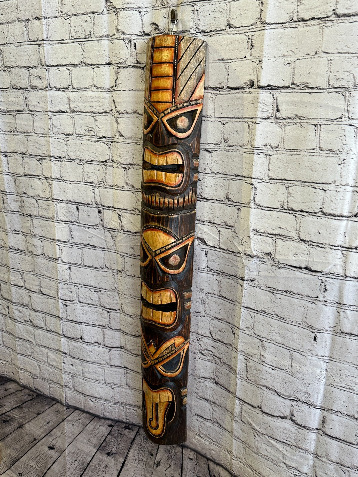 100cm Tiki Bar Mask Sign Decoration Wall Hanging Mask Wood Carving Design 21