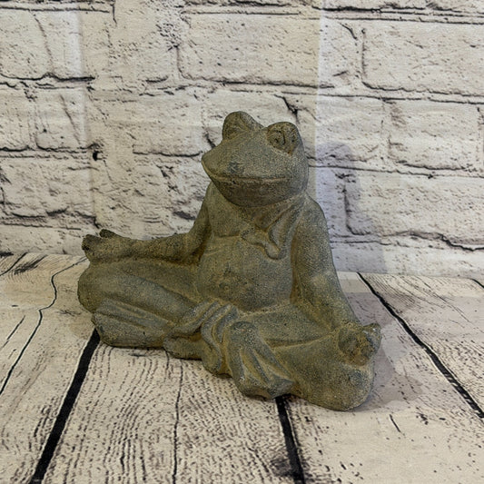 Sitting Frog Meditative Stone Garden 25cm x 15cm Ornament Indoor Statue Hindu0