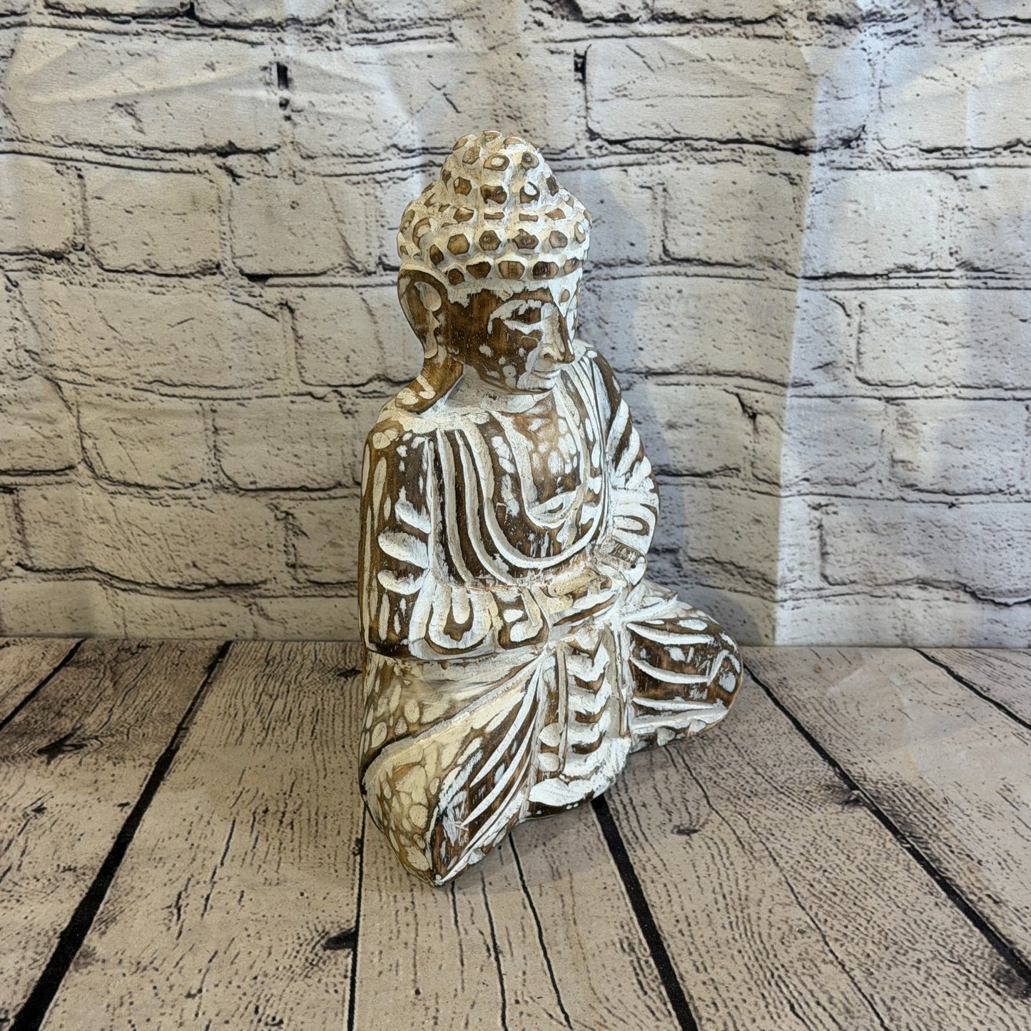 30cm Brown Meditating Buddha Ornament Sculpture Statue Buddhas Hand Carved Wood2