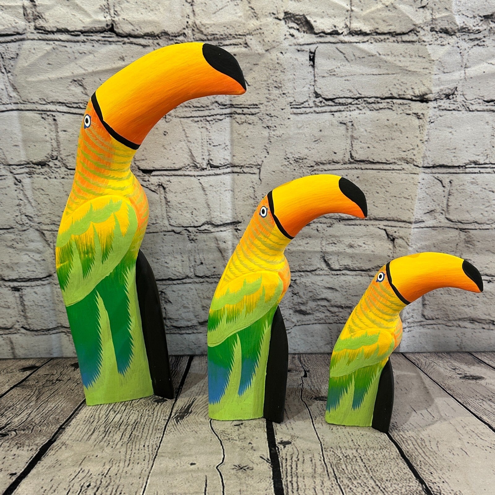 15cm Yellow Toucan Bird Ornament Statue Fair Trade Hand Made Carved Wood11