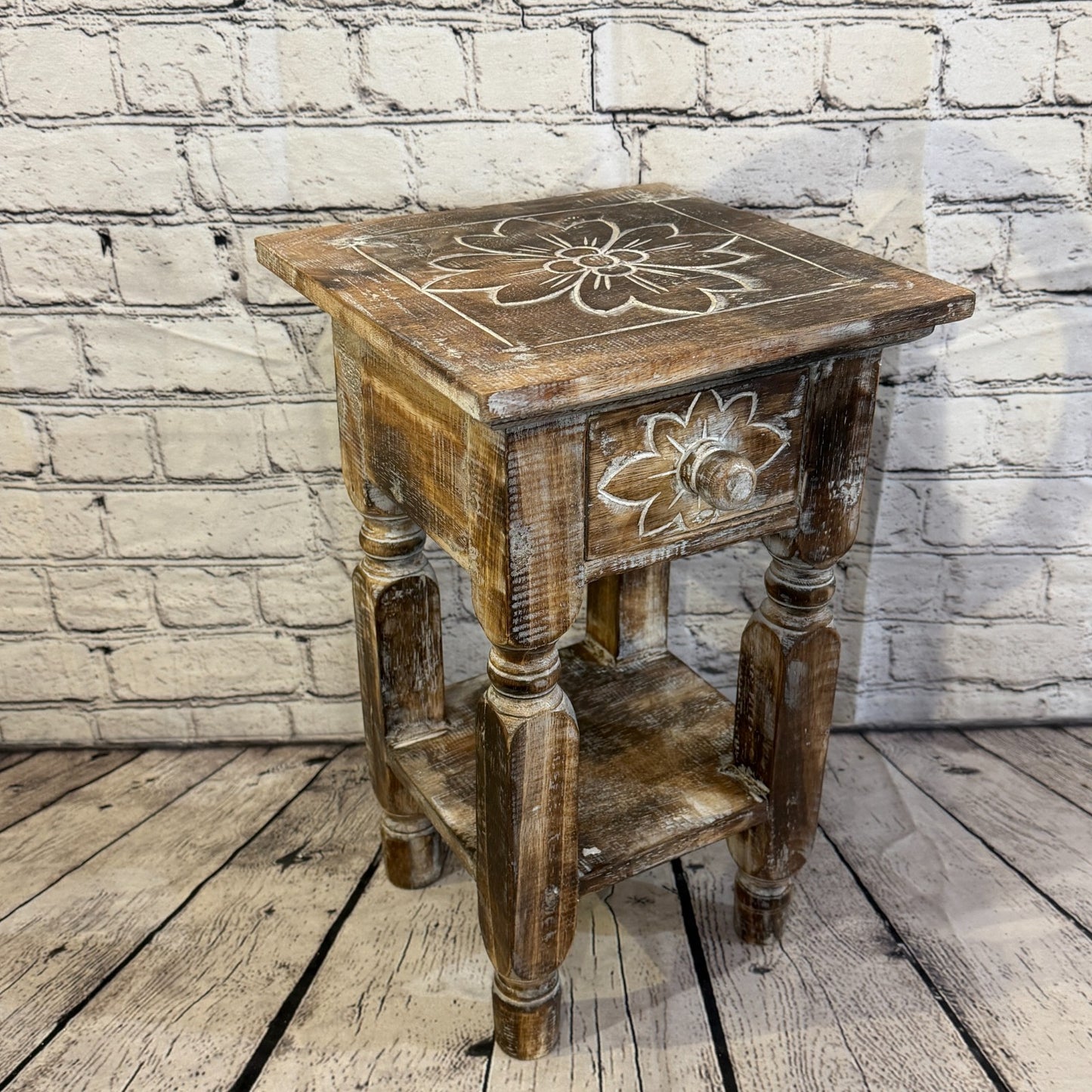 40cm x 27cm Brown Table  Wooden Side Cabinet Living Hallway Storage Furniture2