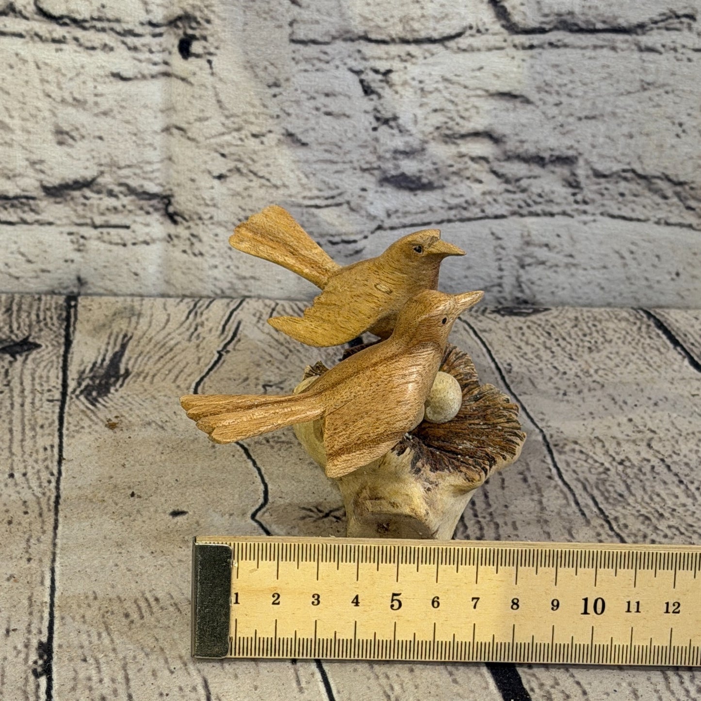 15cm Double Bird Mushroom Parasite Ornament Natural Carving Fair trade Wooden7