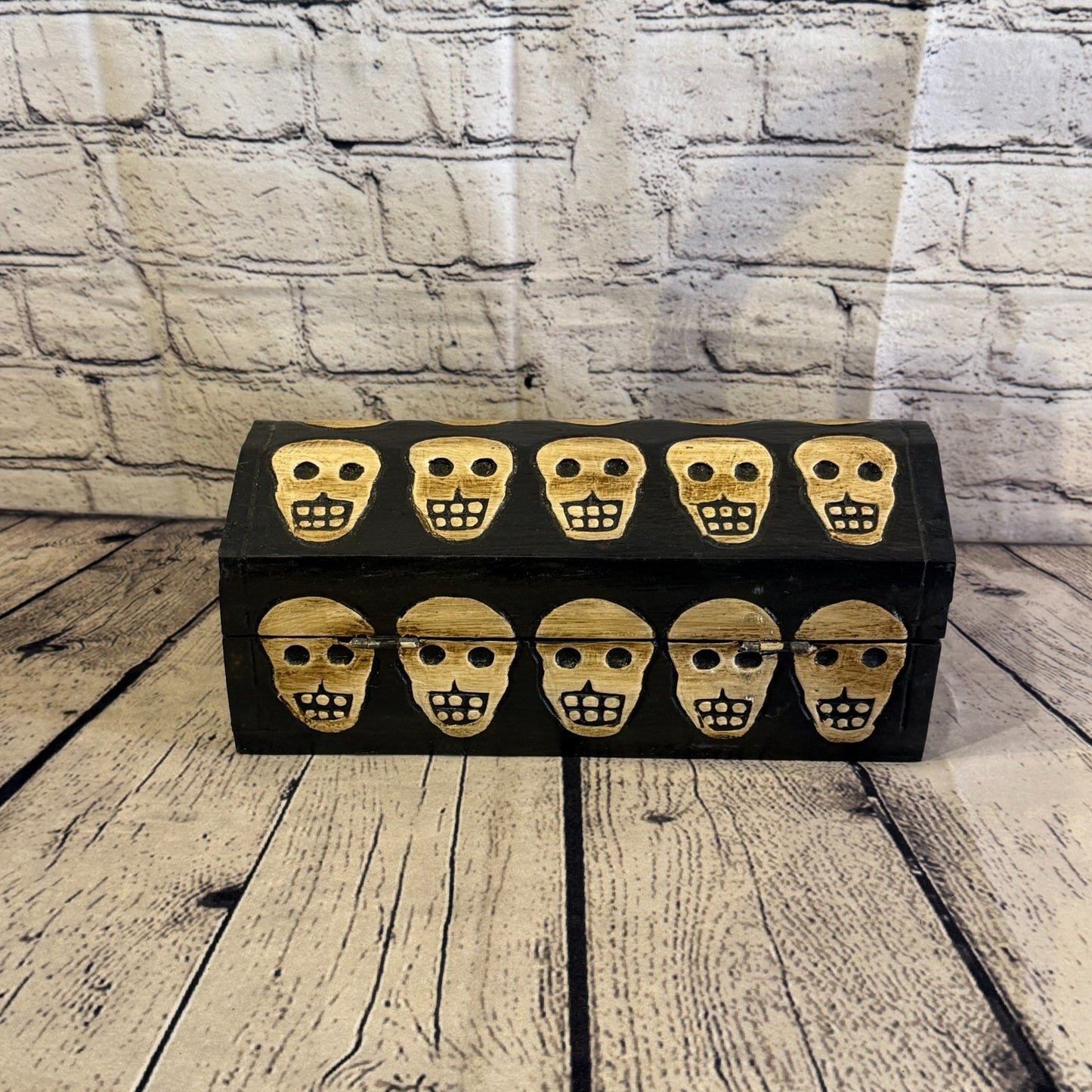 26cm x 12cm x 12cm Wood Gothic Pentagram Skull Coffin Jewellery Trinket Box4