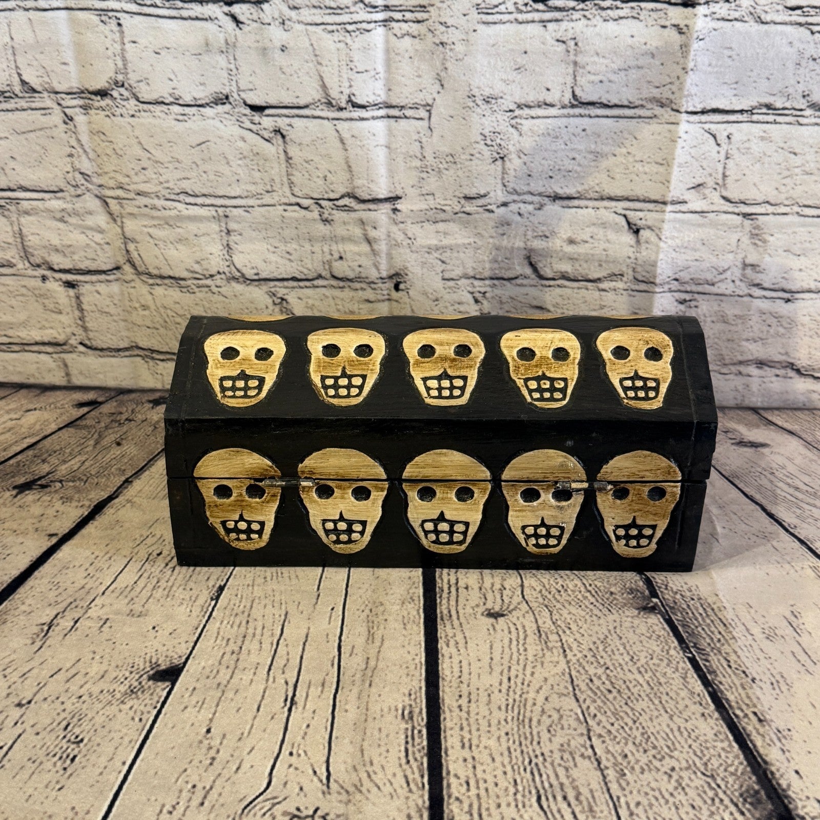 26cm x 12cm x 12cm Wood Gothic Pentagram Skull Coffin Jewellery Trinket Box4