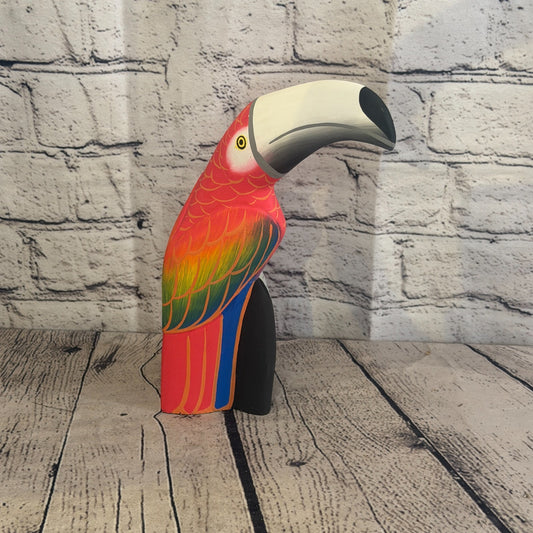 20cm Bright Red Toucan Bird Ornament Statue Fair Trade Hand Made Carved Wood0