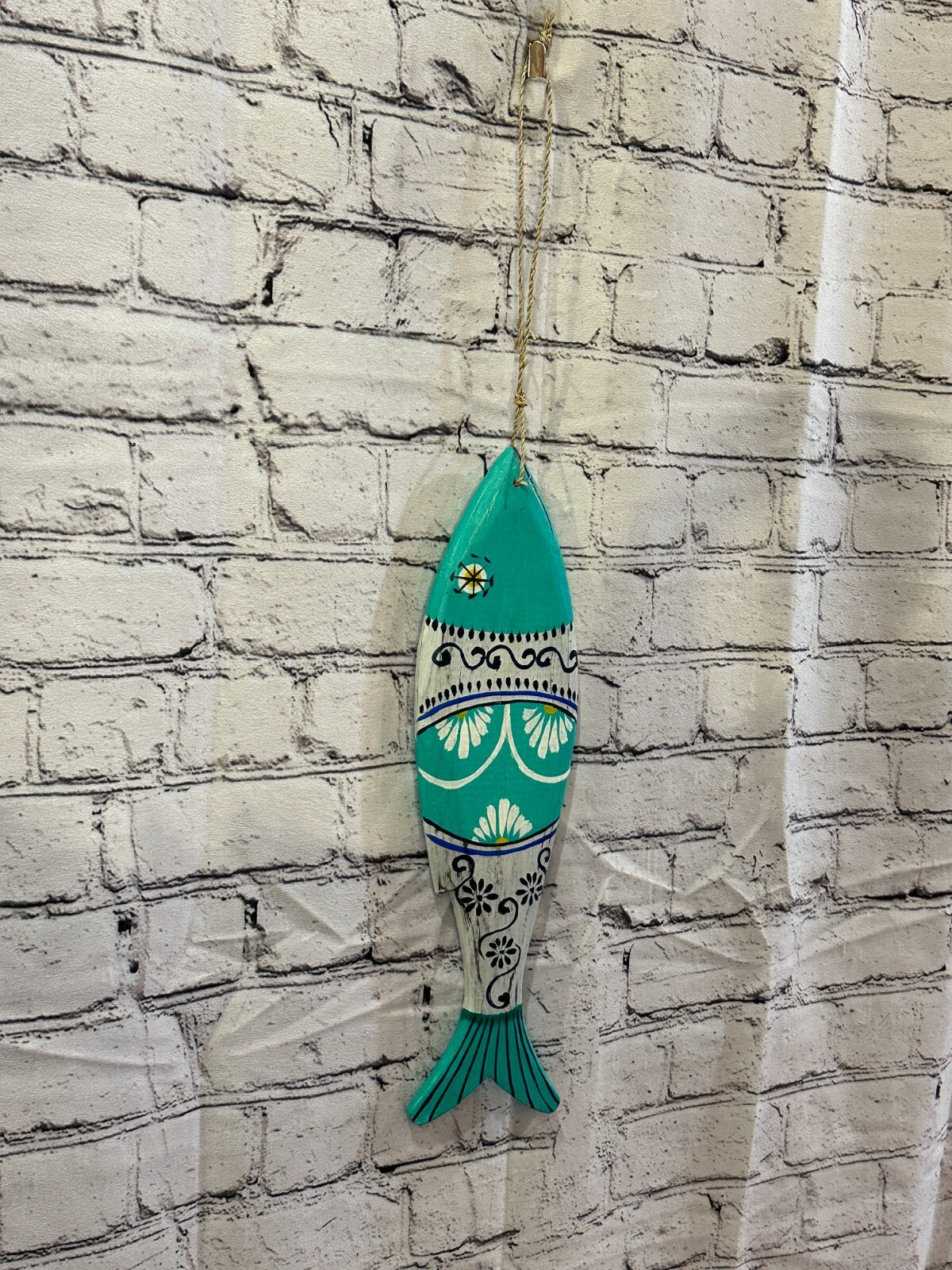 40cm Hanging Fish Hand Painted Fish Wooden Hanging Fish Coastal Decor Design 40