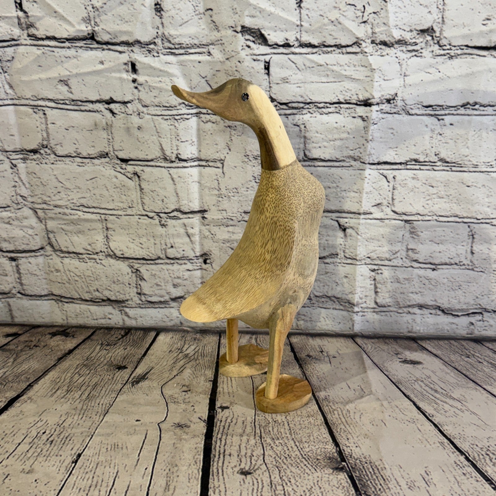 Looking Back 30cm Tall Wooden Smooth Duckling Baby Duck Bamboo Root Fairtrade0