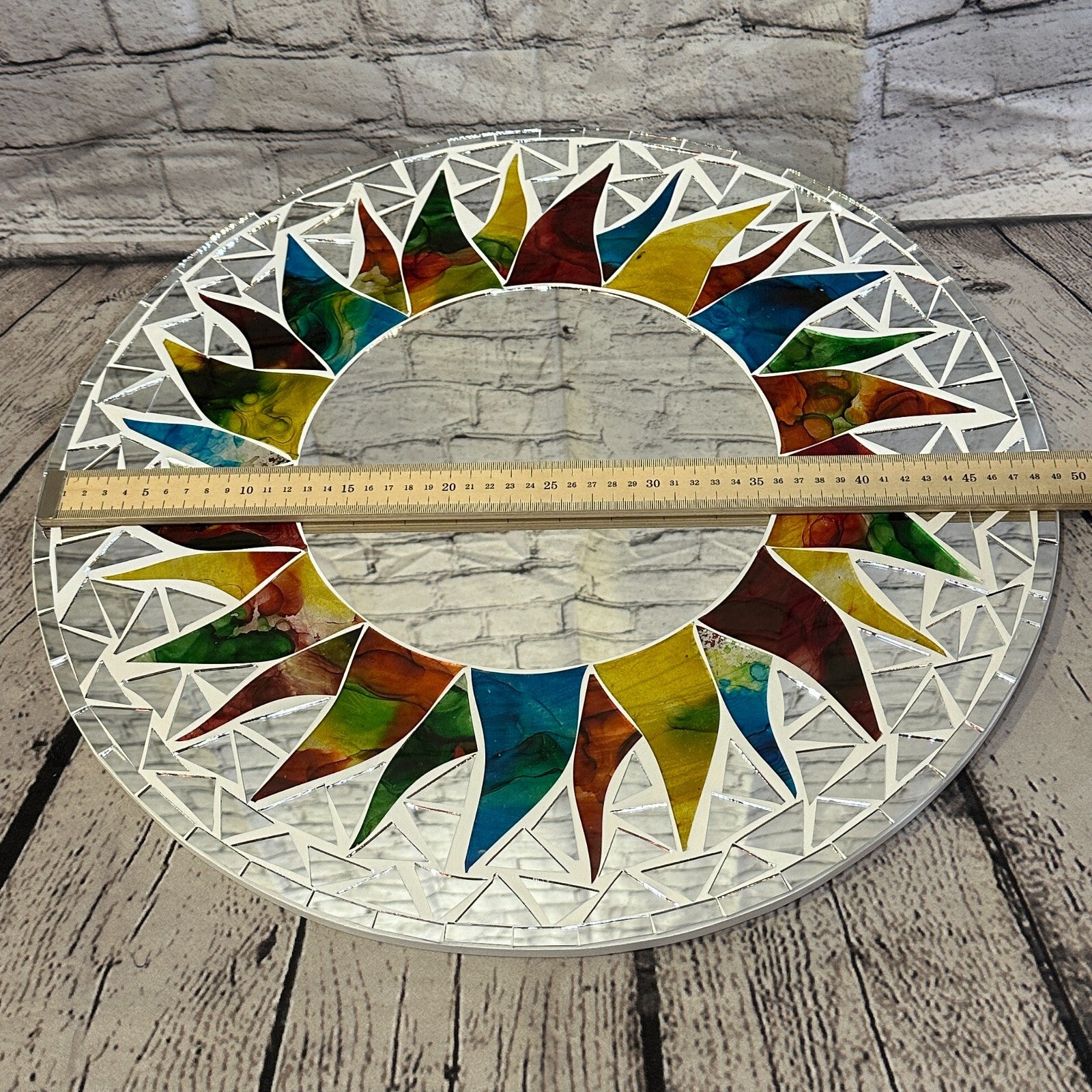 Rainbow White Sun Mosaic Tile Wall Mirror 50cm x 50cm 20 Inches Handmade New3
