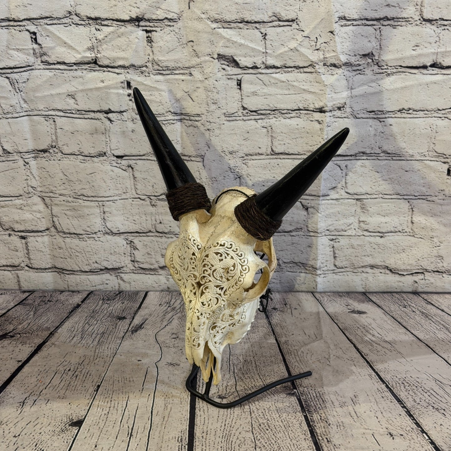 30cm Carved Buffalo Ram Wild Replica Skulls Wall Hanging Carved Stand Design 26