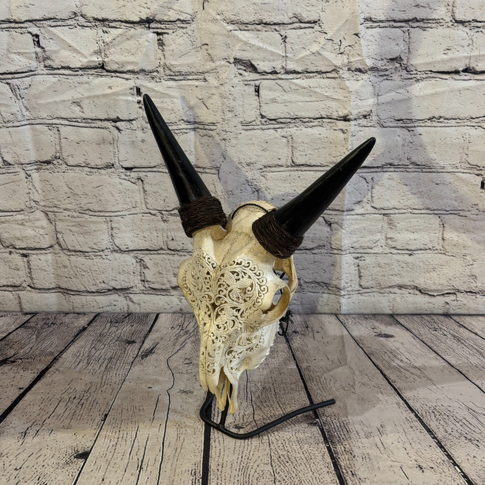 30cm Carved Buffalo Ram Wild Replica Skulls Wall Hanging Carved Stand Design 26