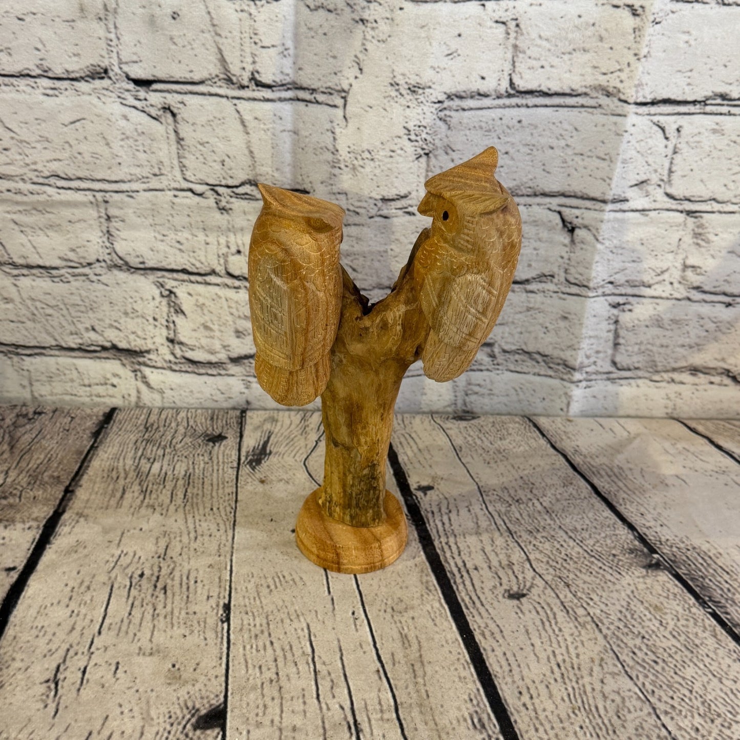 25cm Double Owl Mushroom Parasite Ornament Natural Carving Fair trade Wooden5