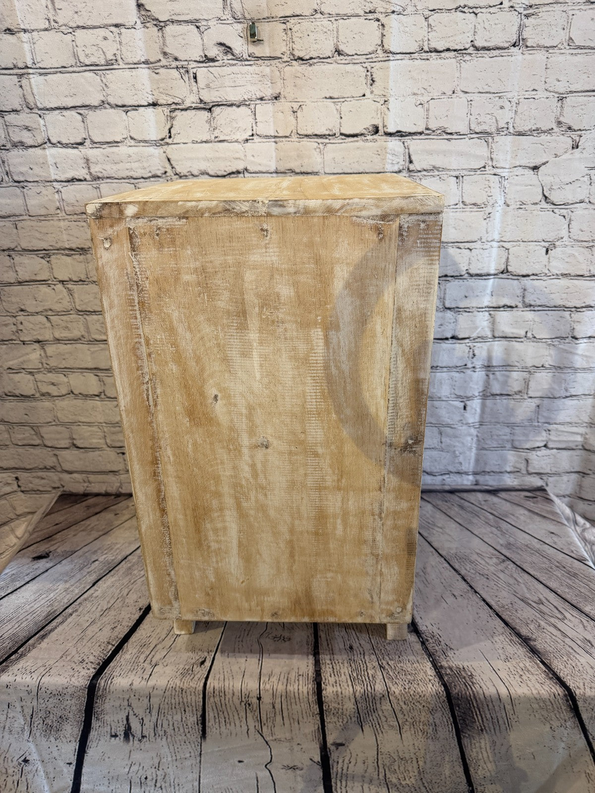 60cm x 40cm White 1 Draw Pillar Wooden Side Cabinet Living Storage Furniture3