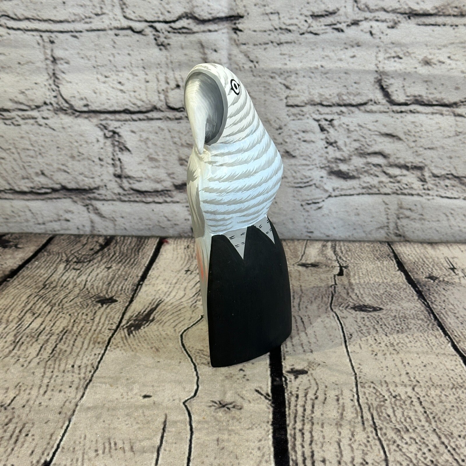15cm Grey Parrot Bird Ornament Statue Fair Trade Hand Made Carved Wood1
