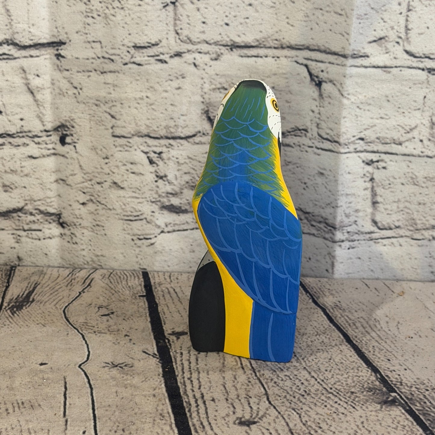 15cm Bright Blue Parrot Bird Ornament Statue Fair Trade Hand Made Carved Wood4