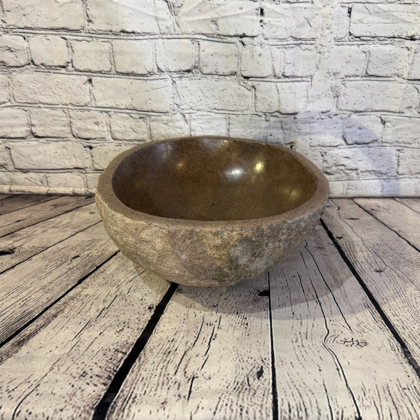 33cm x 29cm Wash Basin Bathroom Counter Top Washing River Stone Bowl Sink No 221
