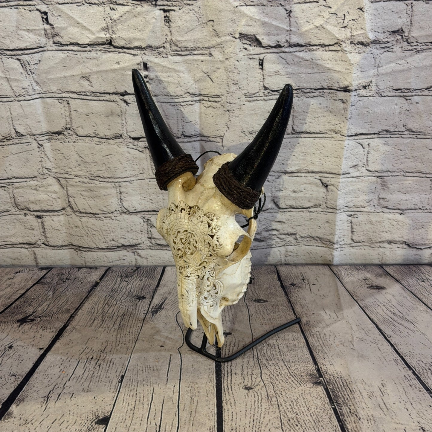 30cm Carved Buffalo Ram Wild Replica Skulls Wall Hanging Carved Stand Design 46