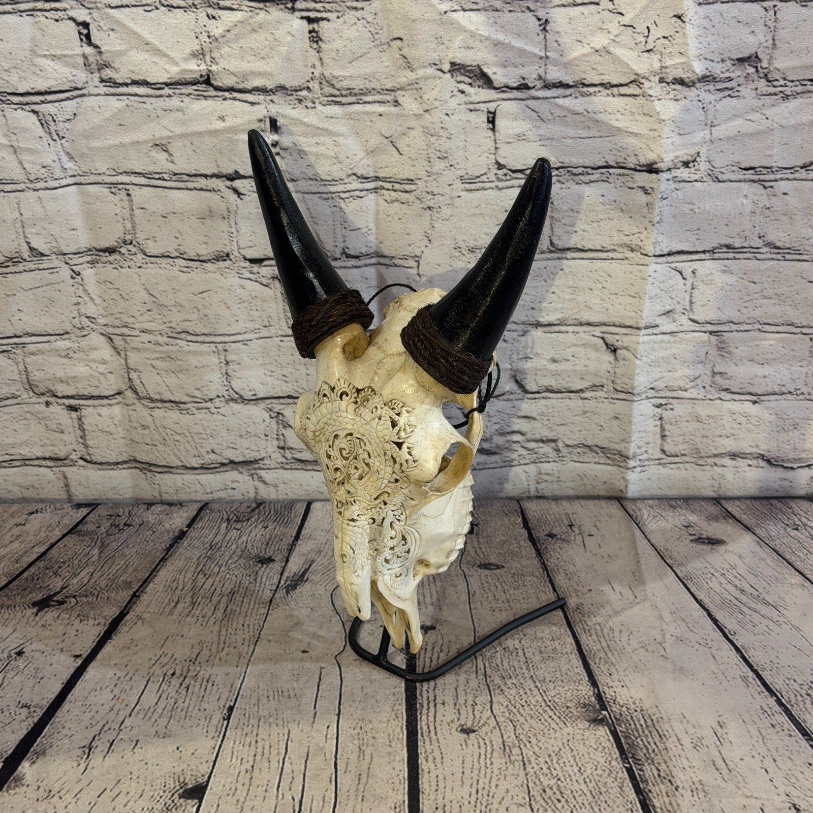 30cm Carved Buffalo Ram Wild Replica Skulls Wall Hanging Carved Stand Design 46