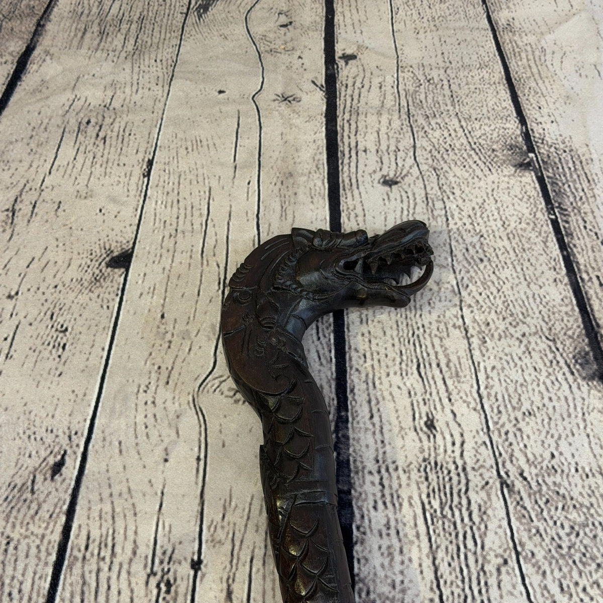 Dragon Head 90cm Tribal African Walking Stick Cane Hand Carved Dark Wood4