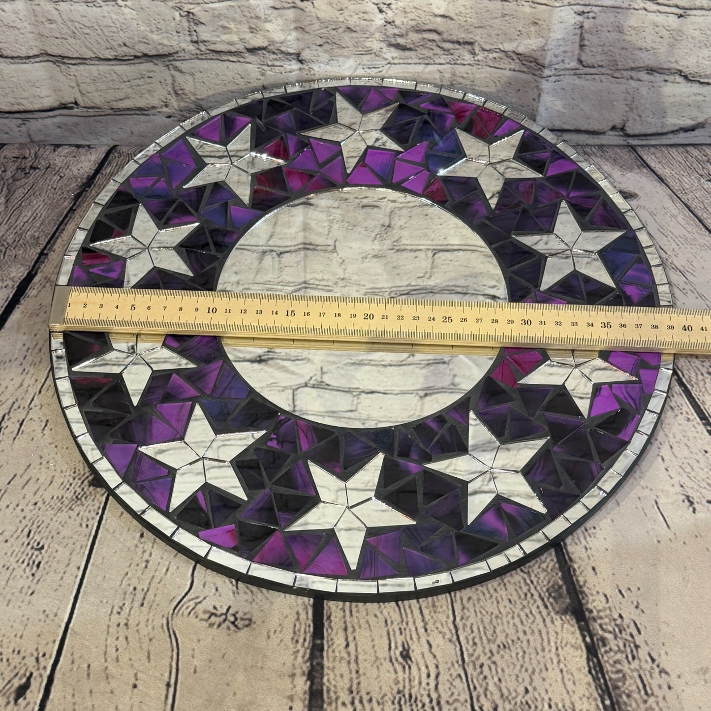Purple Star Black Mosaic Tile Wall Mirror 40cm x 40cm 16 Inches Handmade3