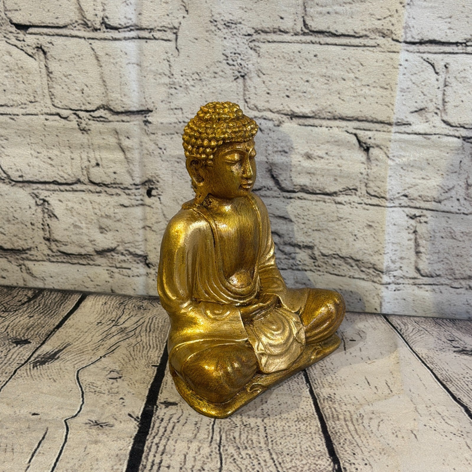 Bronze & Bronze 20cm x 15cm Large Thai Buddha Sitting Statue Resin Hindu2