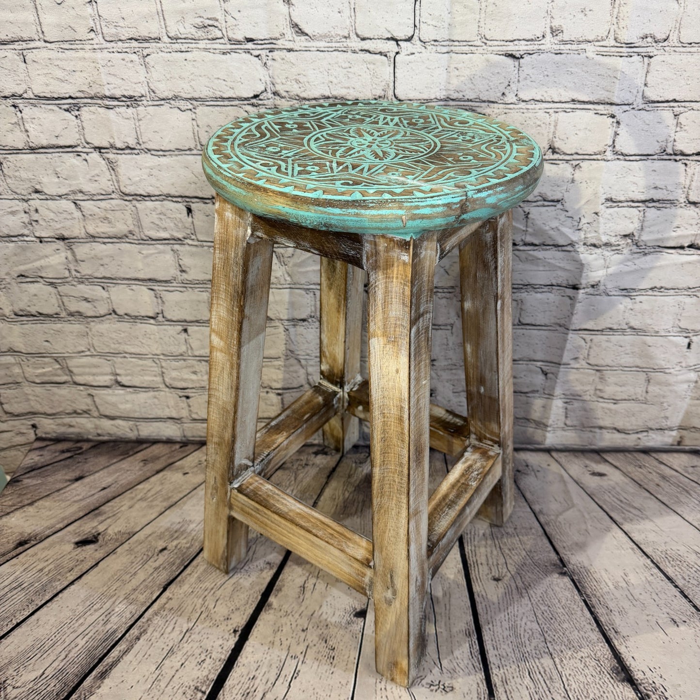 50cm x 30cm Green Stool Table Wooden Side Cabinet Living Hallway Furniture1