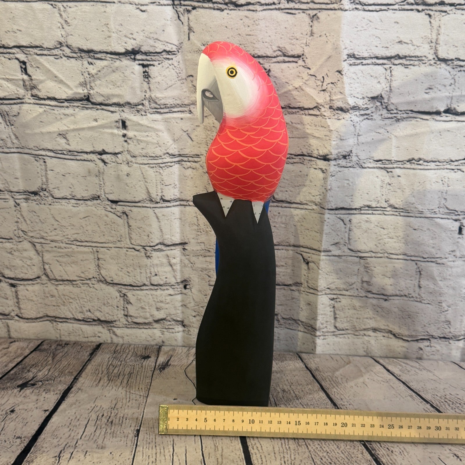 40cm Bright Red Parrot Bird Ornament Statue Fair Trade Hand Made Carved Wood6