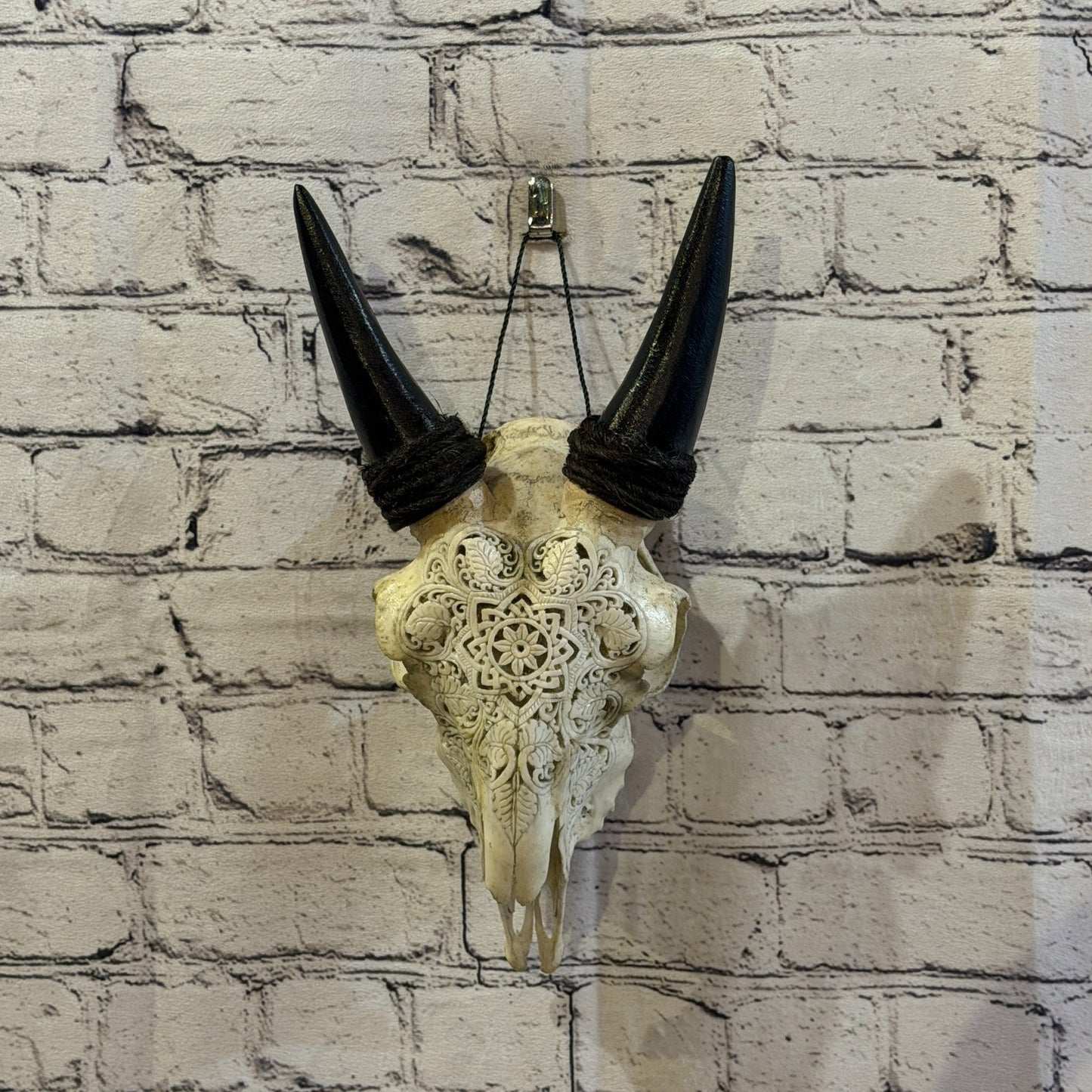 30cm Carved Buffalo Ram Wild Replica Skulls Wall Hanging Carved Stand Design 52