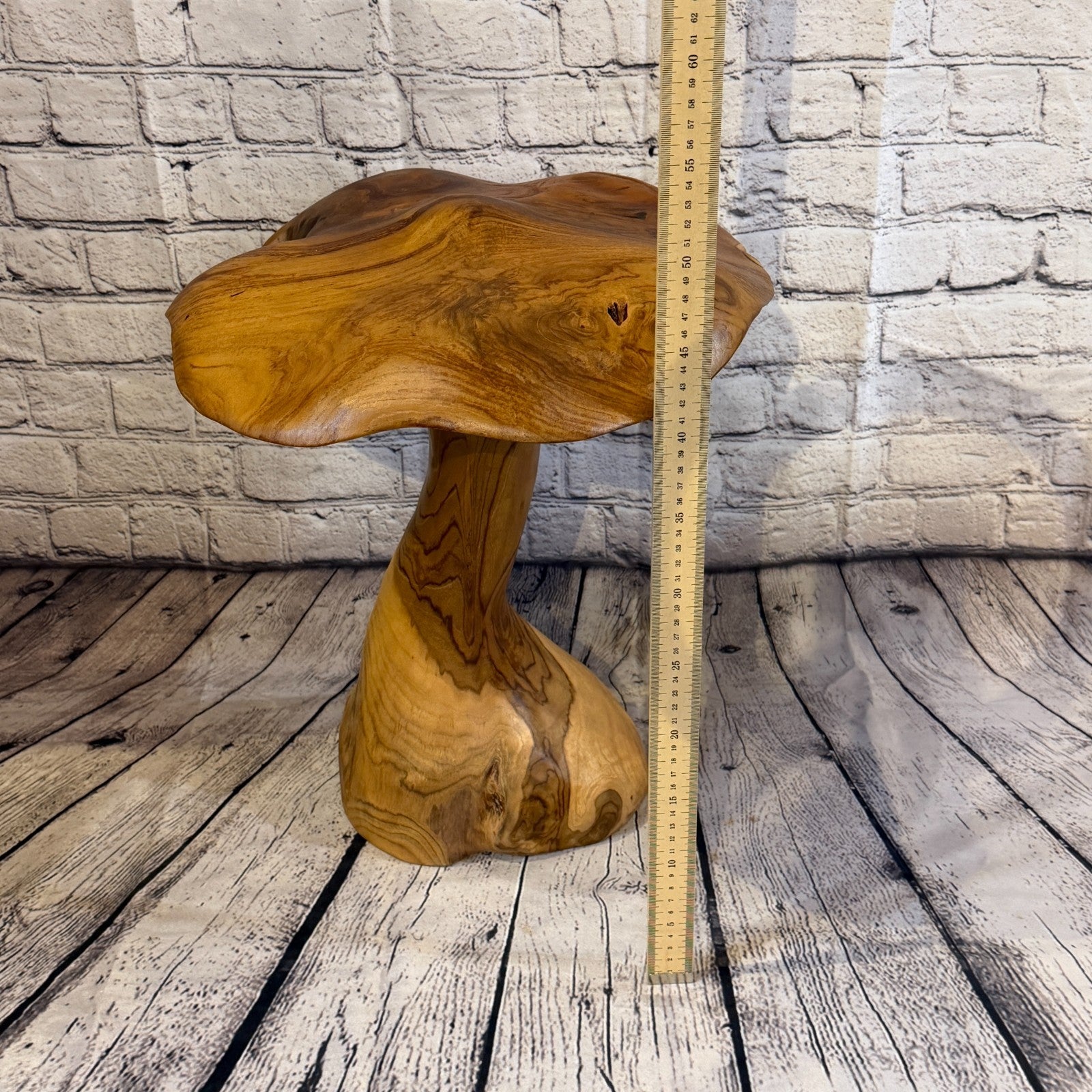 40cm x 35cm Dome Wooden Mushroom Toadstool Sculpture Garden Teak Root Ornament4