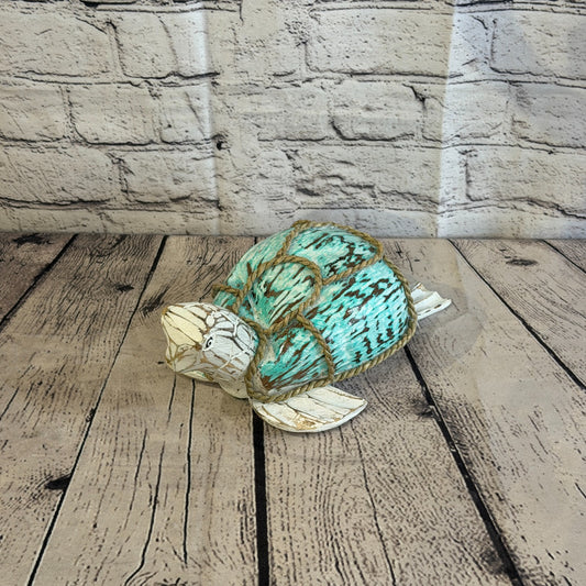 Green Body White Folk Art Painted Turtle Coconut Shell Ornaments Hanging Decor0