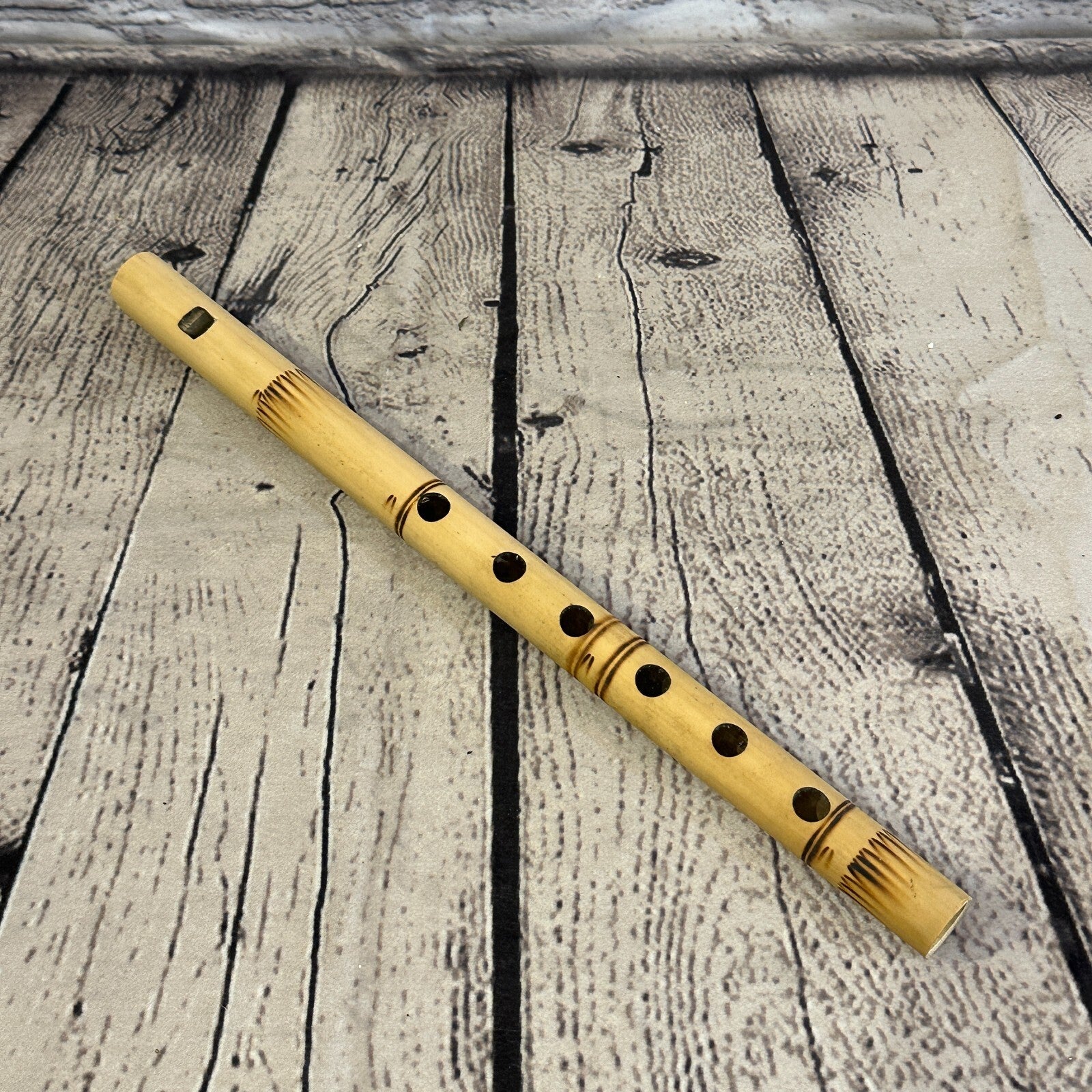 Bamboo Flute plain wooden handmade fair trade 30cm music play0