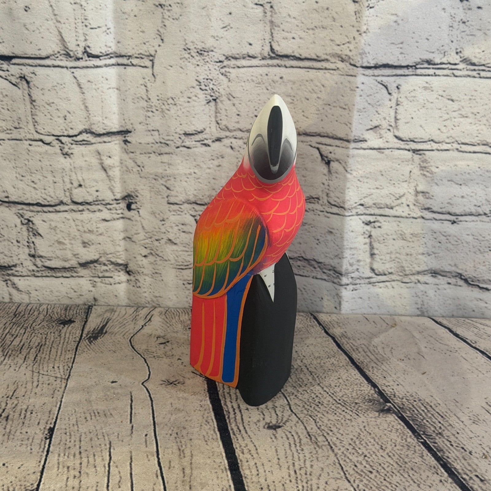 20cm Bright Red Toucan Bird Ornament Statue Fair Trade Hand Made Carved Wood1