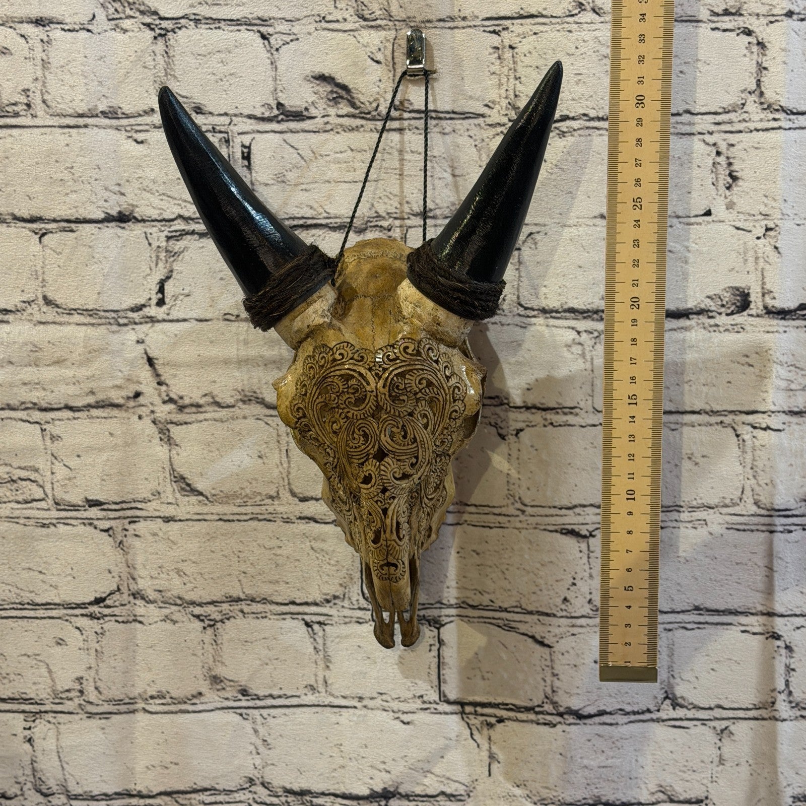 30cm Carved Buffalo Ram Wild Replica Skulls Wall Hanging Carved Stand Design 15