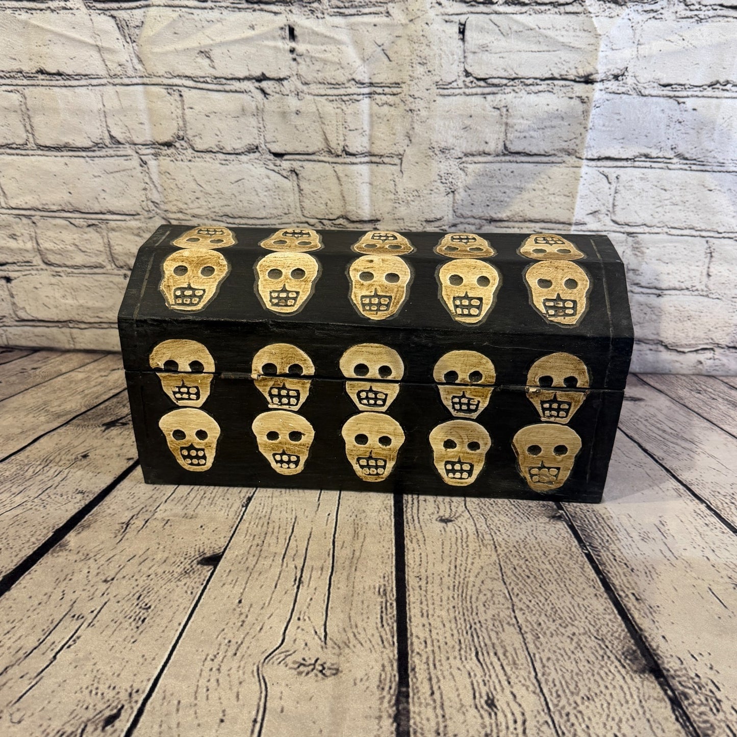 32cm x 18cm x 16cm Wood Gothic Pentagram Skull Coffin Jewellery Trinket Box4