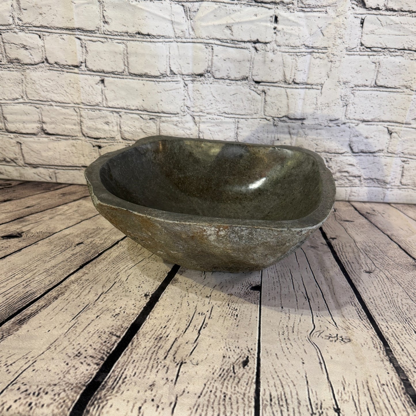 31cm x 29cm Wash Basin Bathroom Counter Top Washing River Stone Bowl Sink No 312