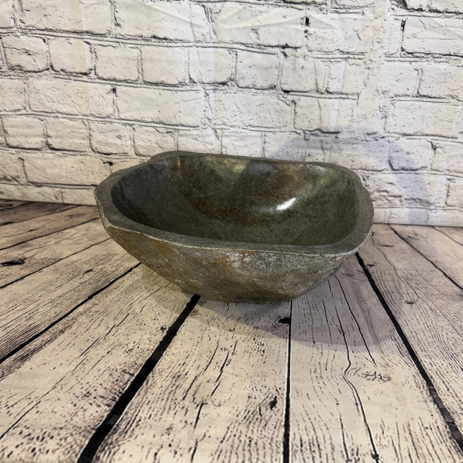 31cm x 29cm Wash Basin Bathroom Counter Top Washing River Stone Bowl Sink No 312