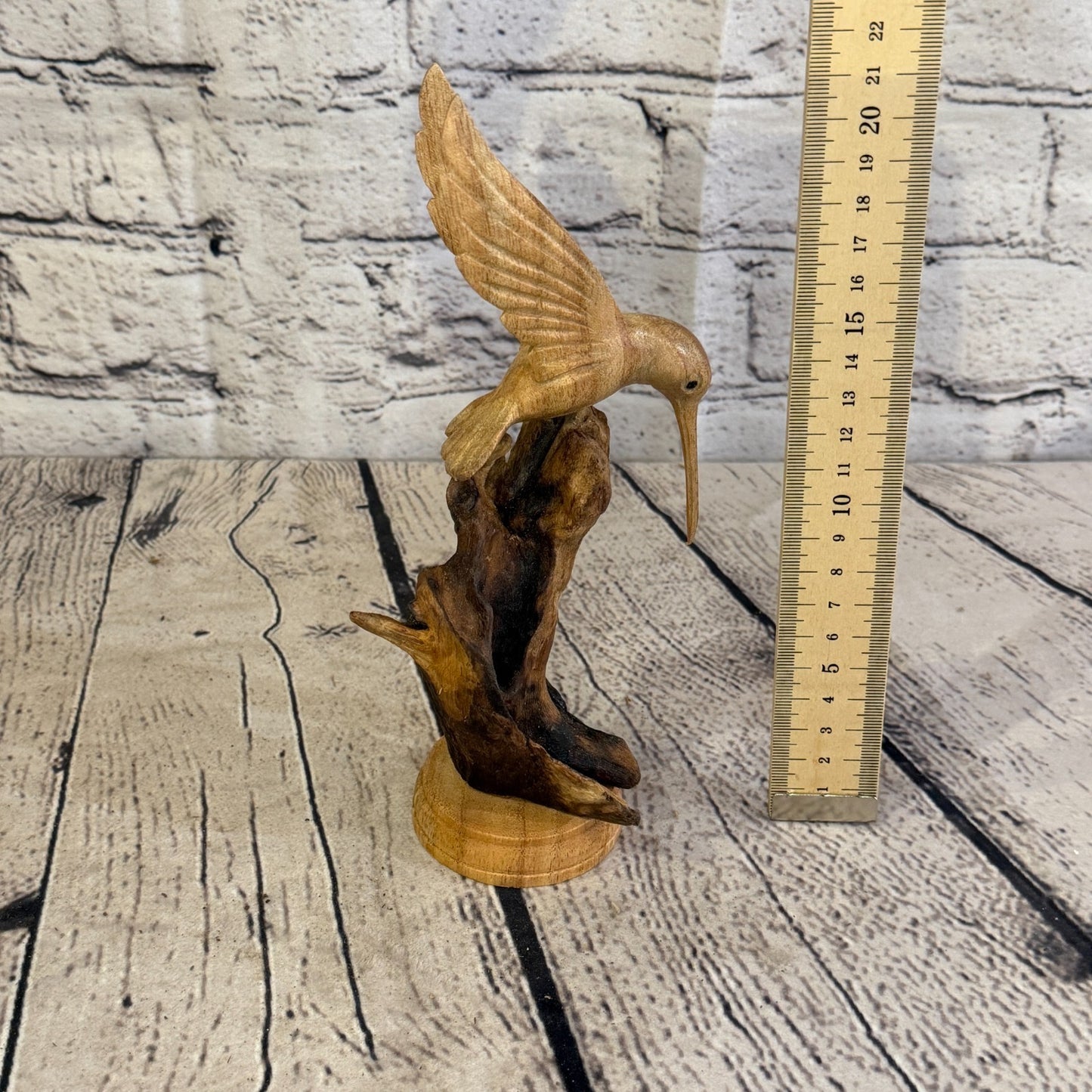 20cm Single Humming Bird Mushroom Parasite Ornament Natural Carving Wooden5