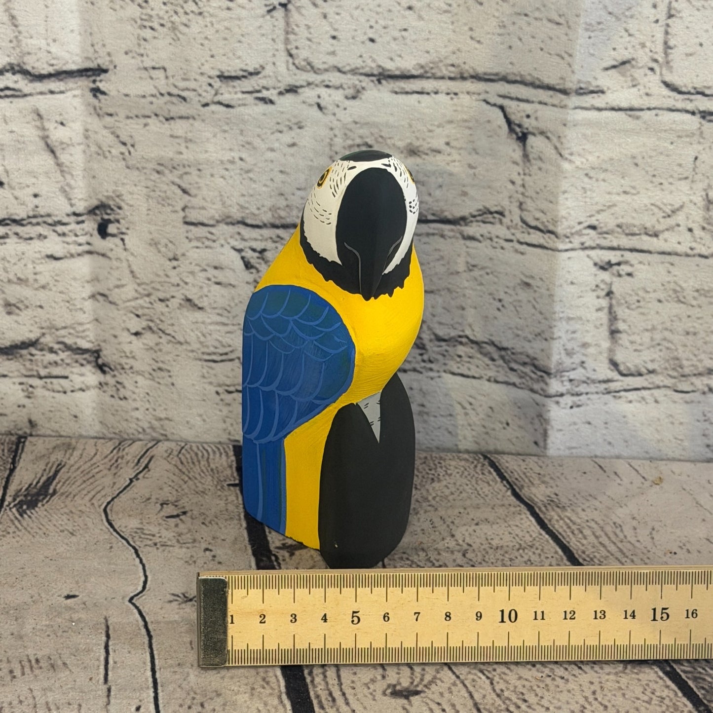 15cm Bright Blue Parrot Bird Ornament Statue Fair Trade Hand Made Carved Wood7
