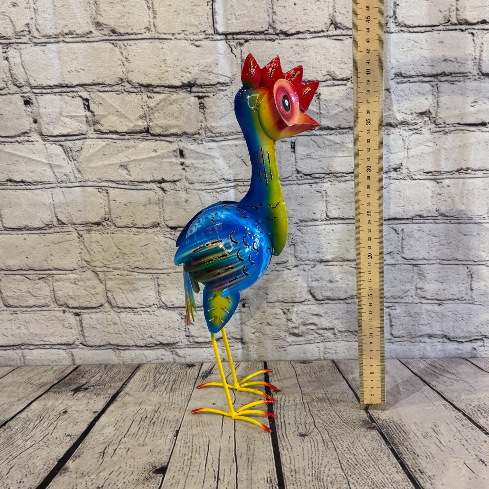 40cm x 20cm Emu Ostrich Bird Blue Metal Tin Standing Ornament Statue5