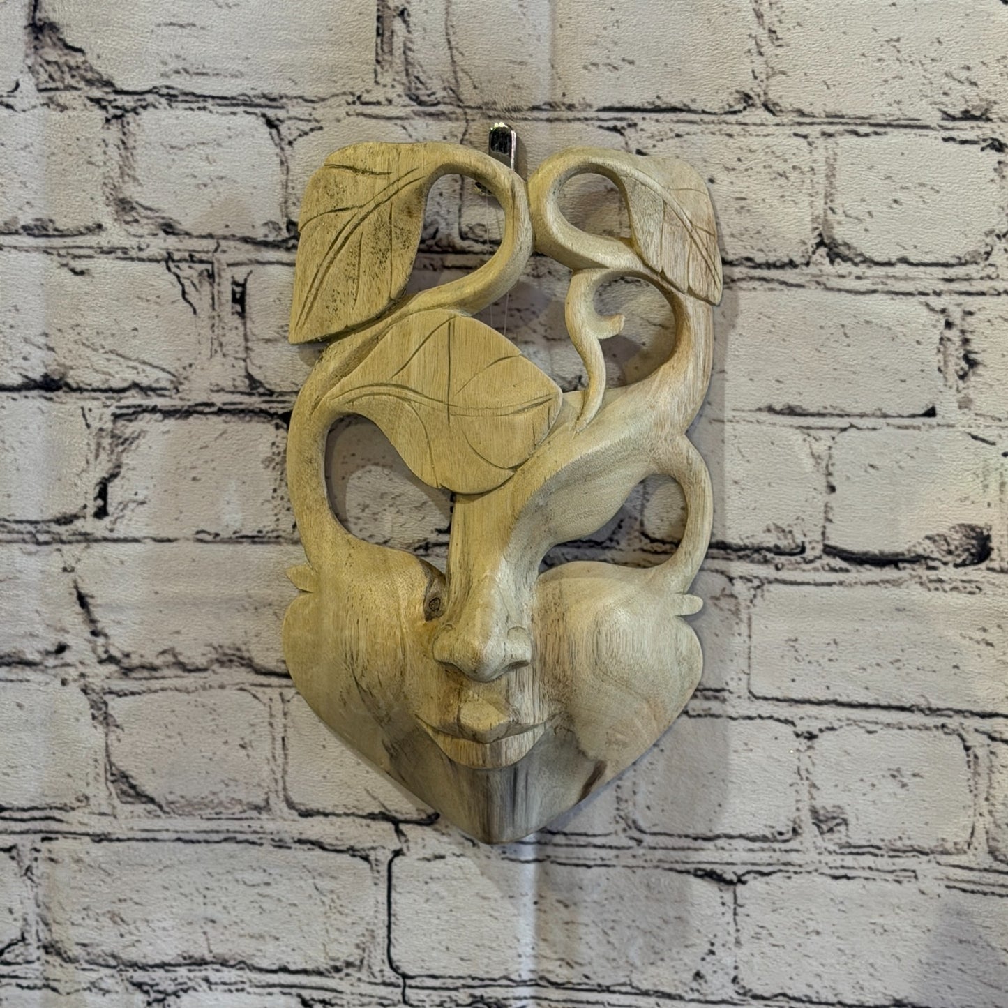 25cm Wooden Soulmate Mask Wall Art Hibiscus Wood Hand Carved Fair Trade Design 60