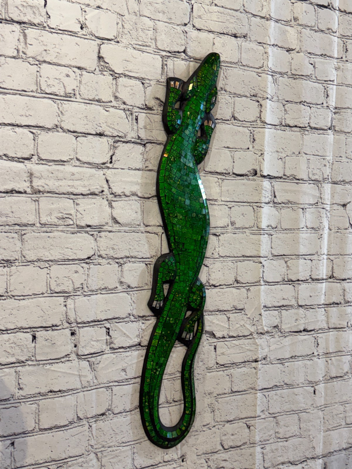 80cm Gecko Green Mosaic Wall Hanging Wooden Ornaments Wood Carving0