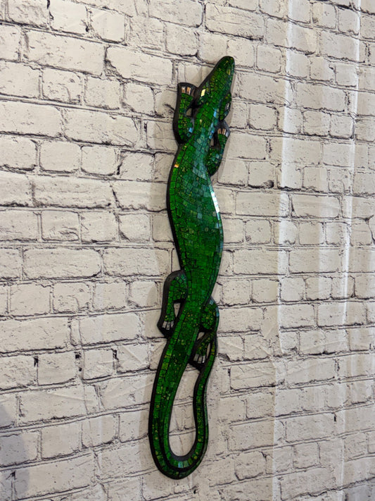 80cm Gecko Green Mosaic Wall Hanging Wooden Ornaments Wood Carving0