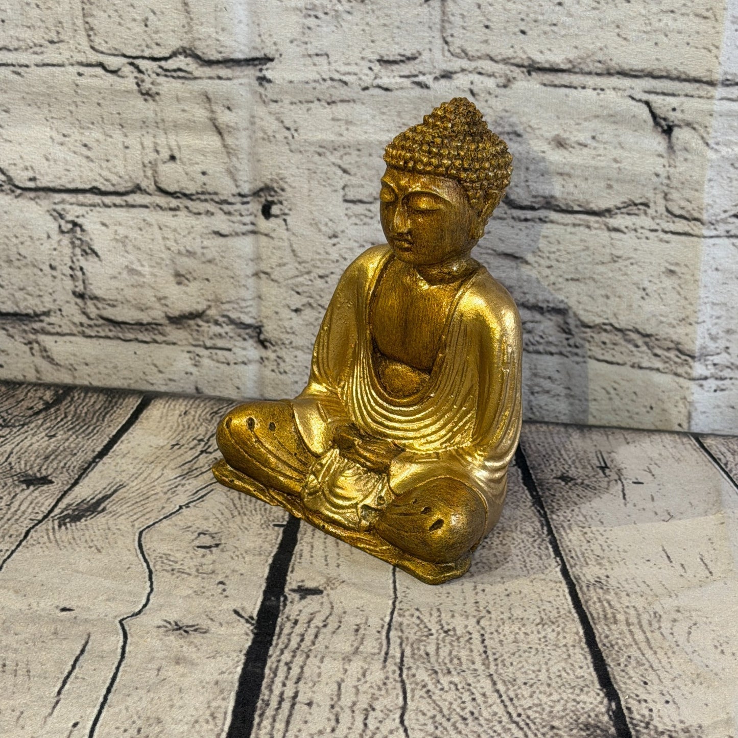 Bronze & Bronze 15cm x 12cm Small Thai Buddha Sitting Statue Resin Hindu1