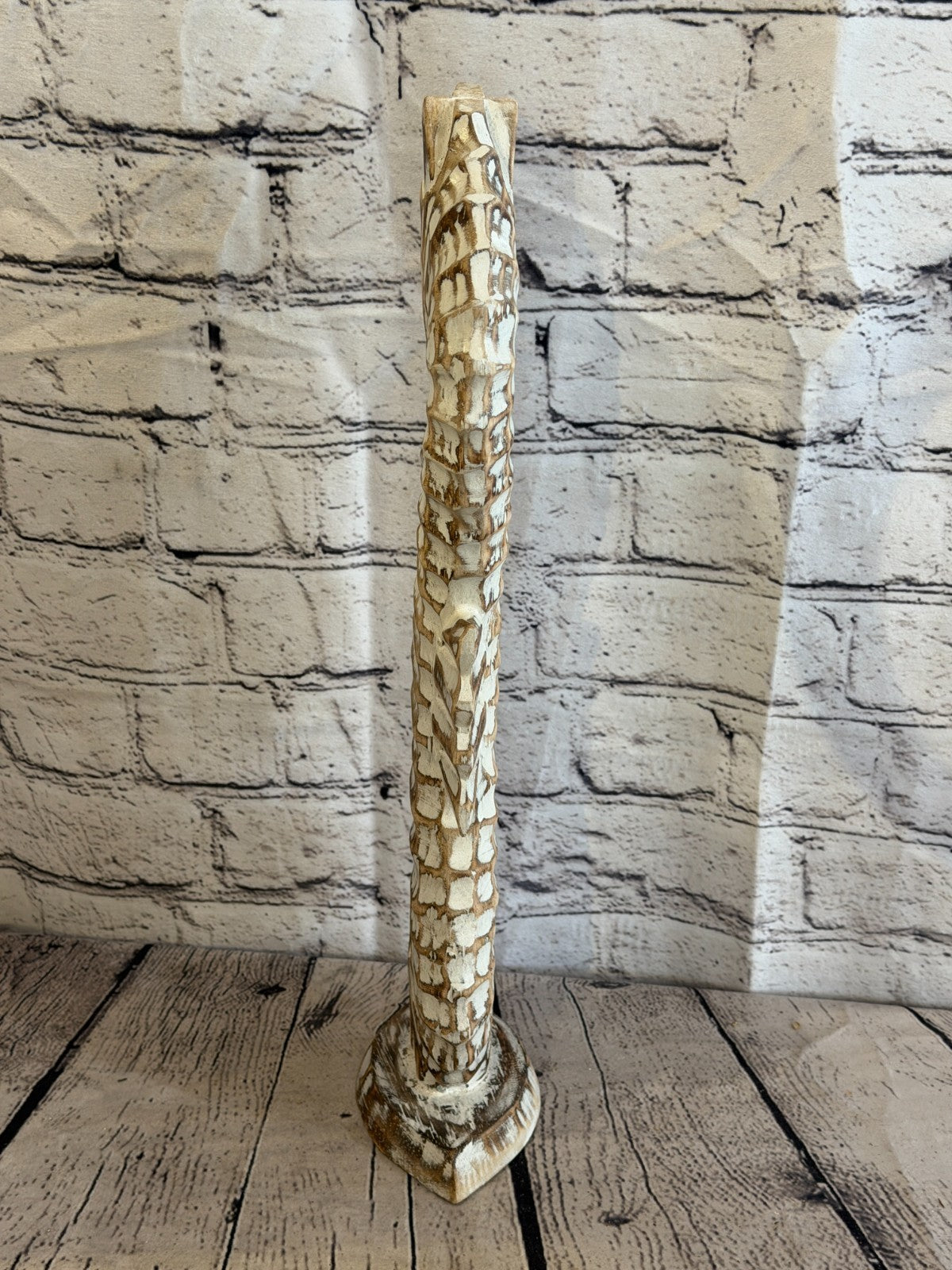 40cm Brown Wooden Shabby Seahorse Statue Ornament Fair Trade Handcarved4