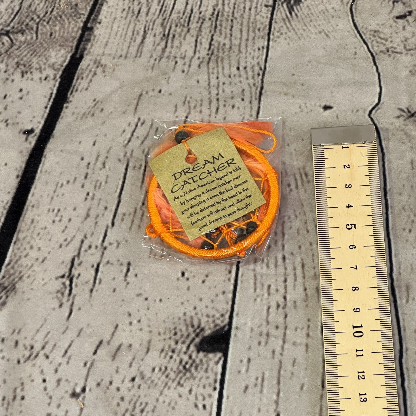 Orange Naturals Handmade Dream Catcher Feather Beads Ring For Home Car Décor2
