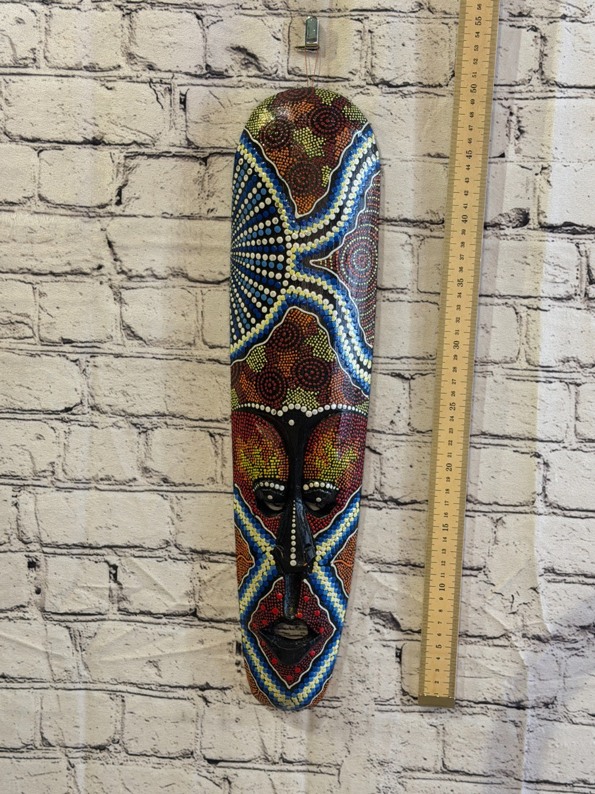 50cm Mask Carved Wooden Dot Painted Ethnic Tribal Tiki Wall Art No 1 New4
