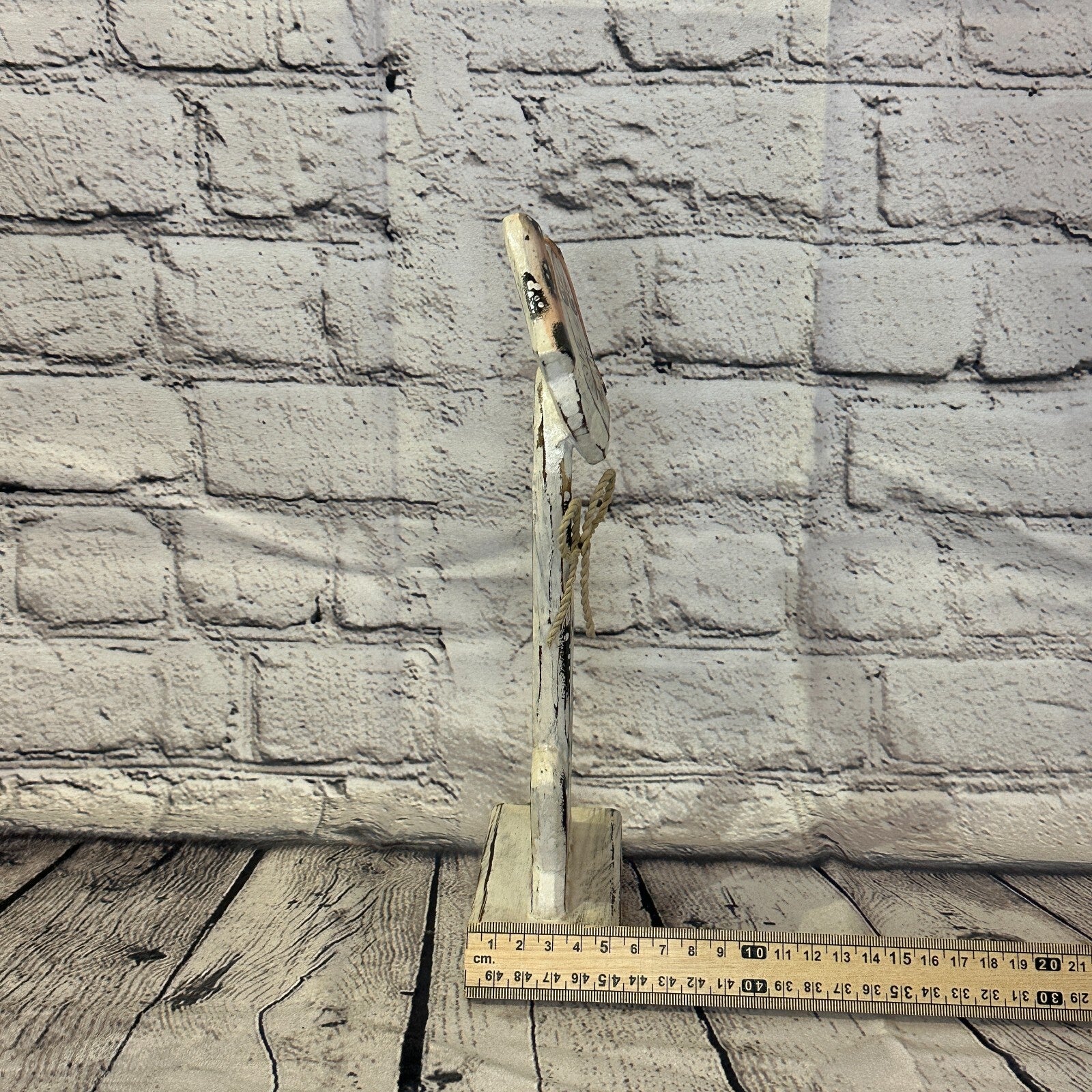 White Wooden Dog Shabby Pattern 30cm x 10cm Handmade and Fairtrade7