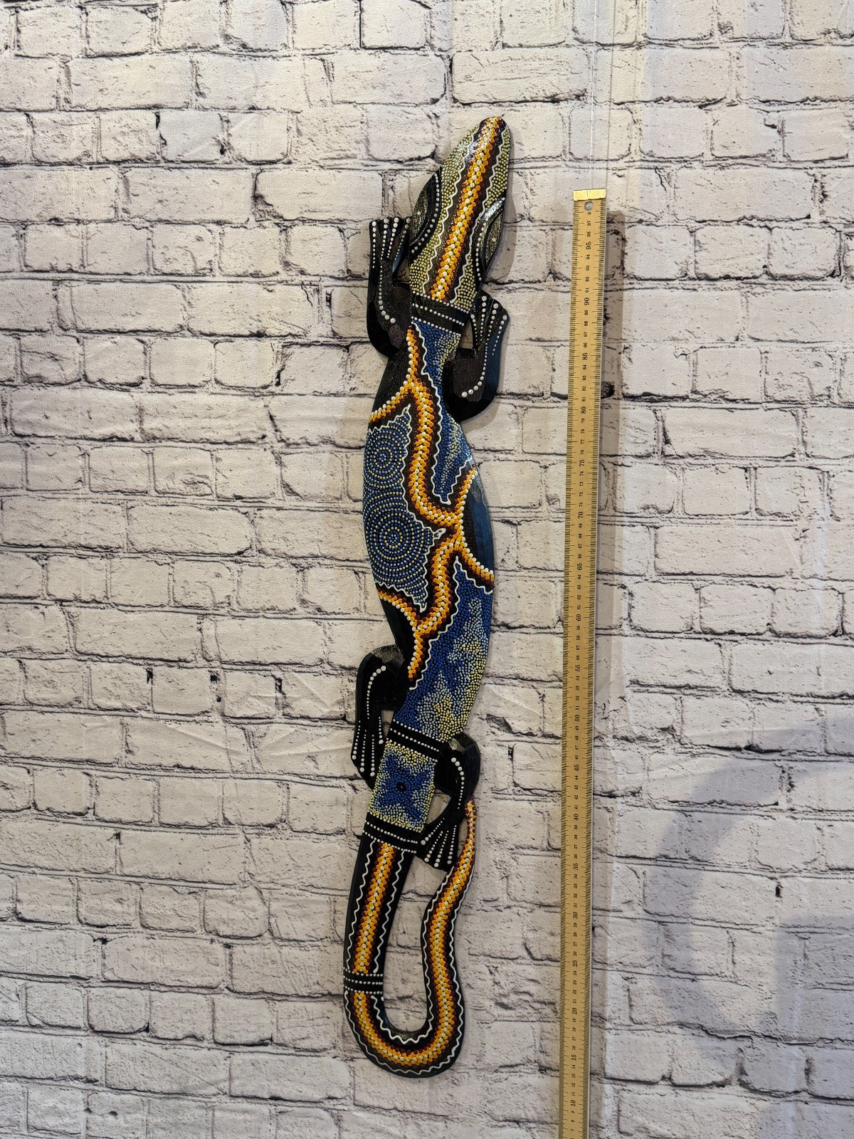 100cm Gecko Carved Wooden Dot Painted Ethnic Tribal Tiki Wall Art No 5 New4