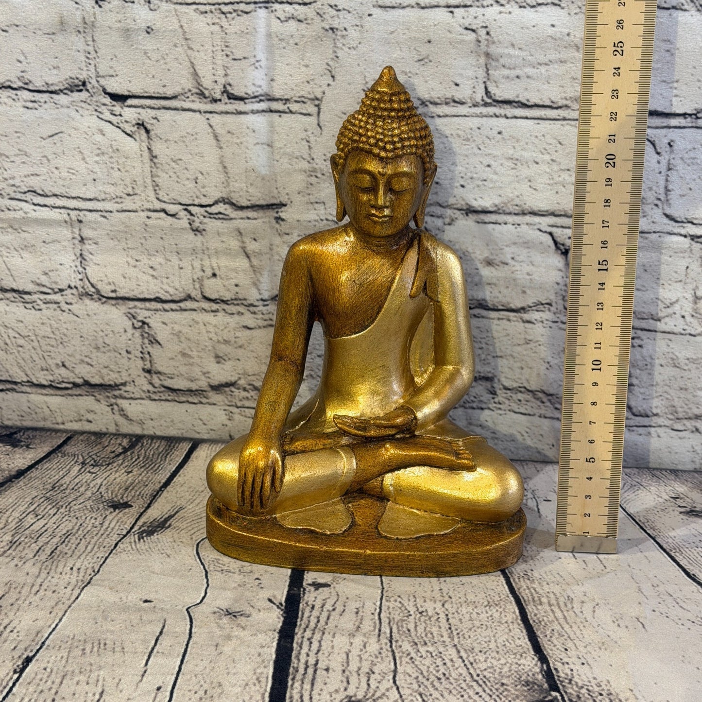 Bronze & Bronze 25cm x 15cm Large Thai Buddha Sitting Statue Resin Hindu5